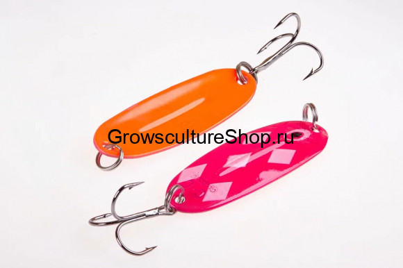 Блесна WILL” MANS Classic 7g,  цвет 005/GLOW, буби - малина, белый ромб/оранжевый