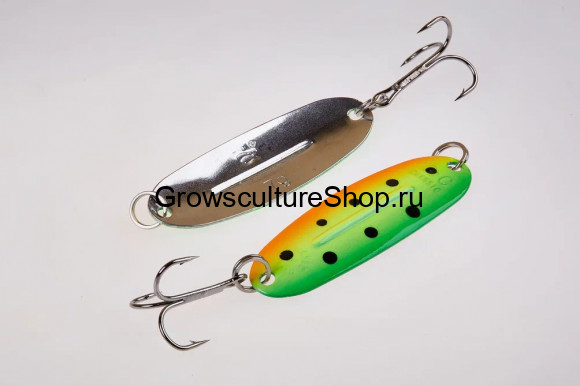 Блесна WILL” MANS Classic 7g,  цвет 301/GLOW, оранжевый, жёлтый, зелёный, чёрные точки/серебро