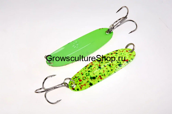 Блесна WILL” MANS Classic 7g,  цвет 326/GLOW, лимон с красными и зелеными  пятнами/зеленый